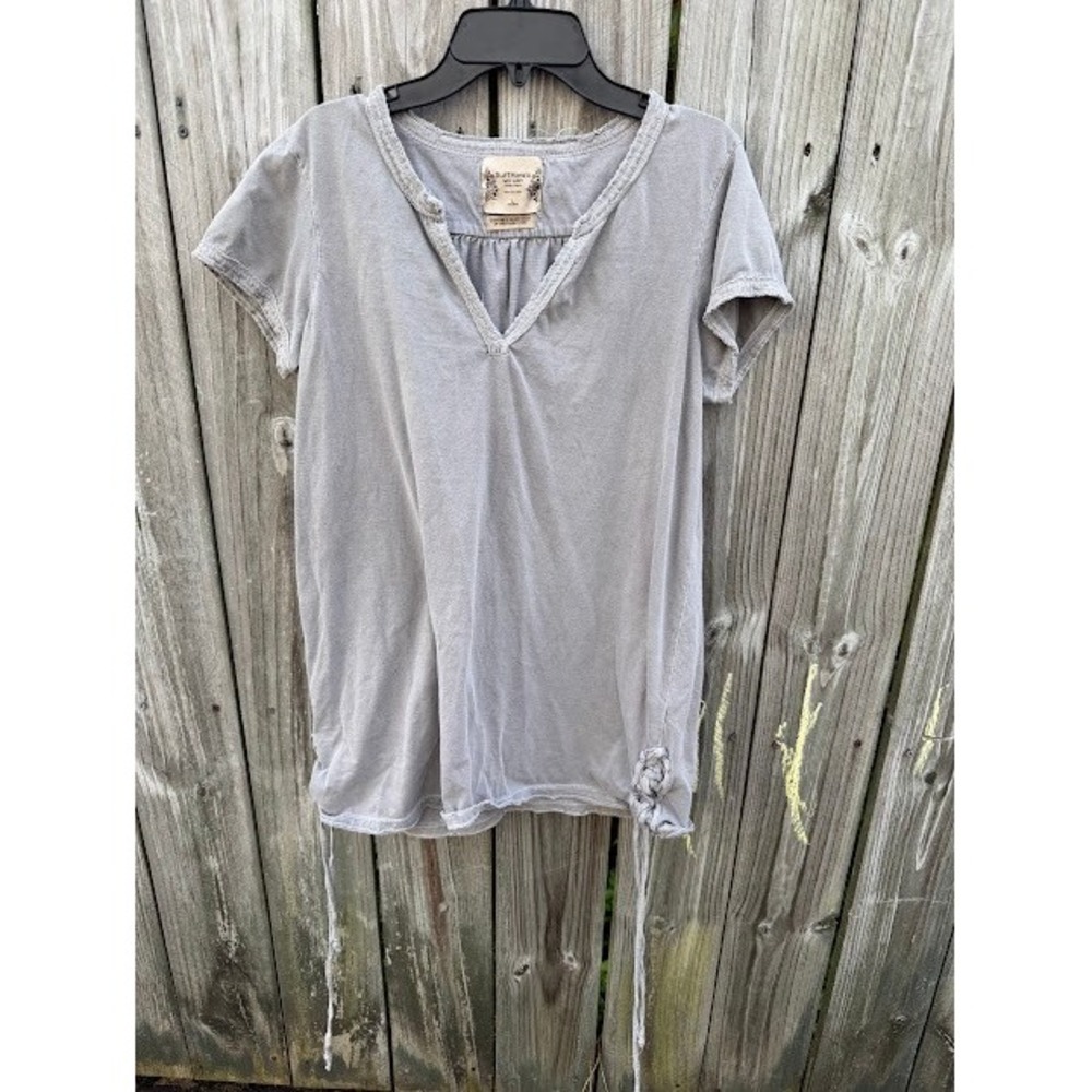 Boho Fairycore RuffHewn Well Worn T-Shirt Large Grey Embroidered Cotton Top